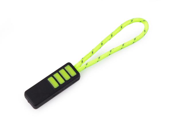 Zipper Schlaufe/ Reißverschlussanhänger Neongelb/Schwarz